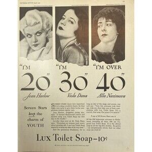 LUX Toilet Soap "Jean Harlow-Viola Dana-Alla Nazimova:Keep Charm of Youth"Ad '32